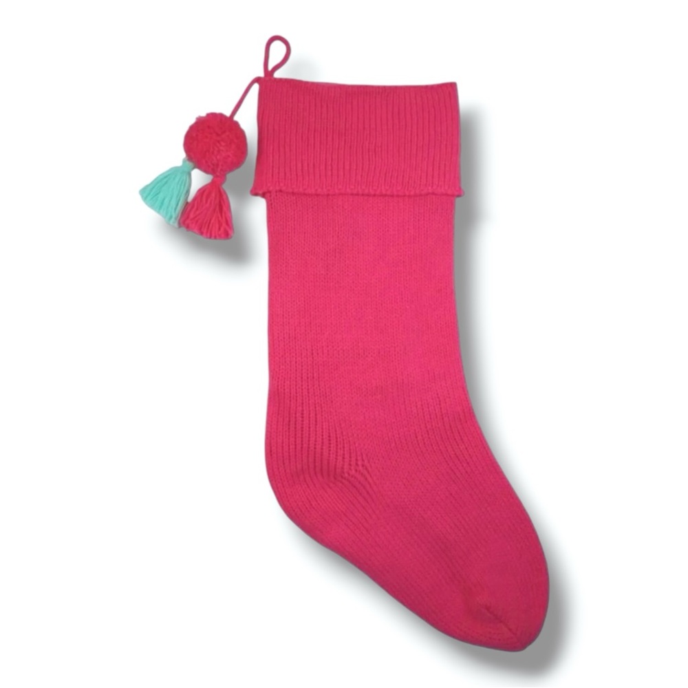 Jumbo 36” hot pink knit Christmas stocking